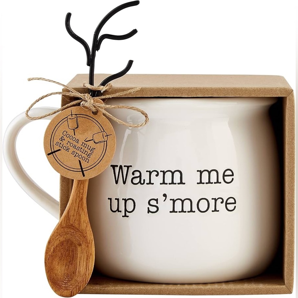 NWT White Mug 21 oz with S'more spoon and stir stick kit holiday festive